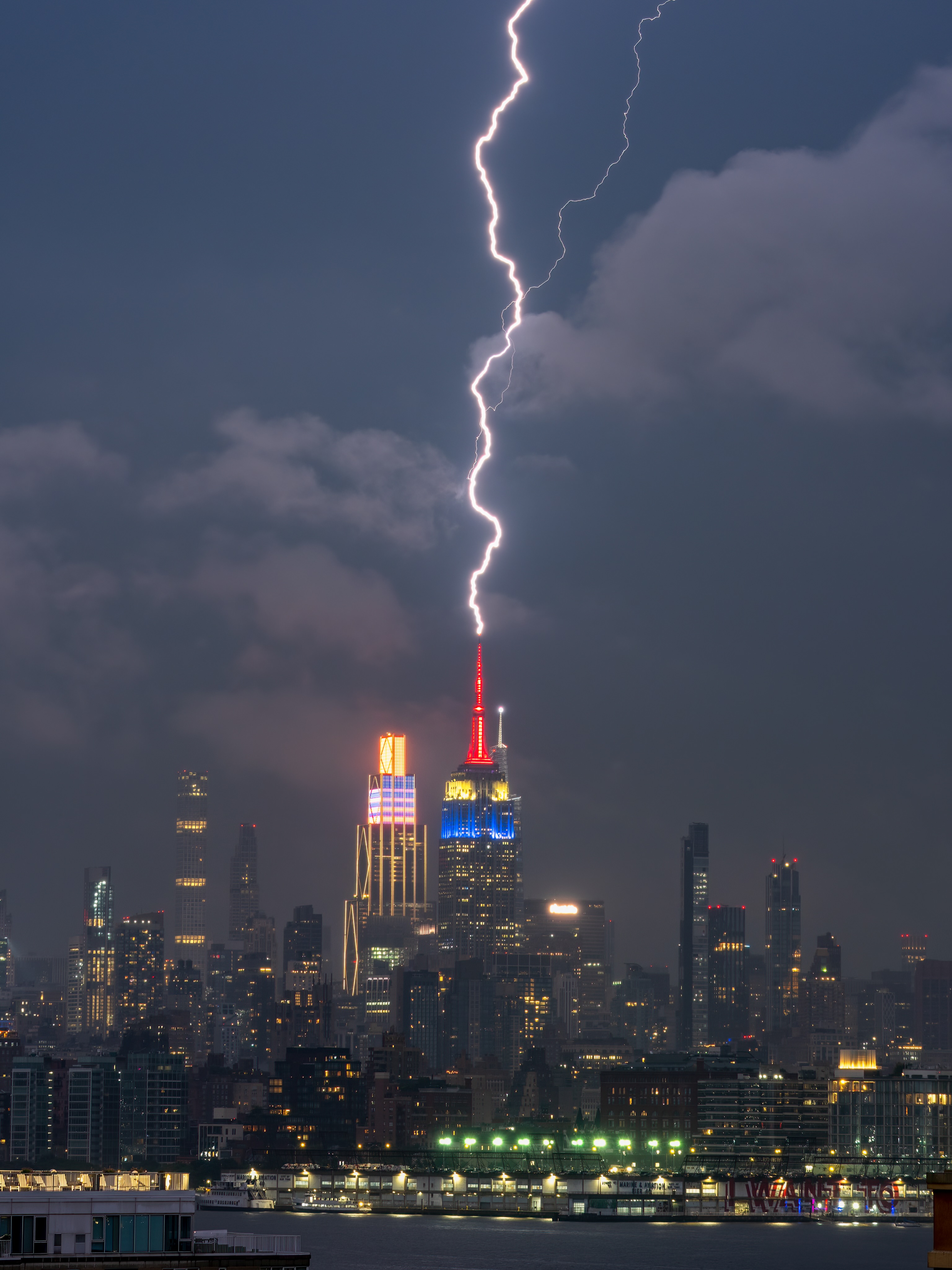 Lightning striking the Empire State Building