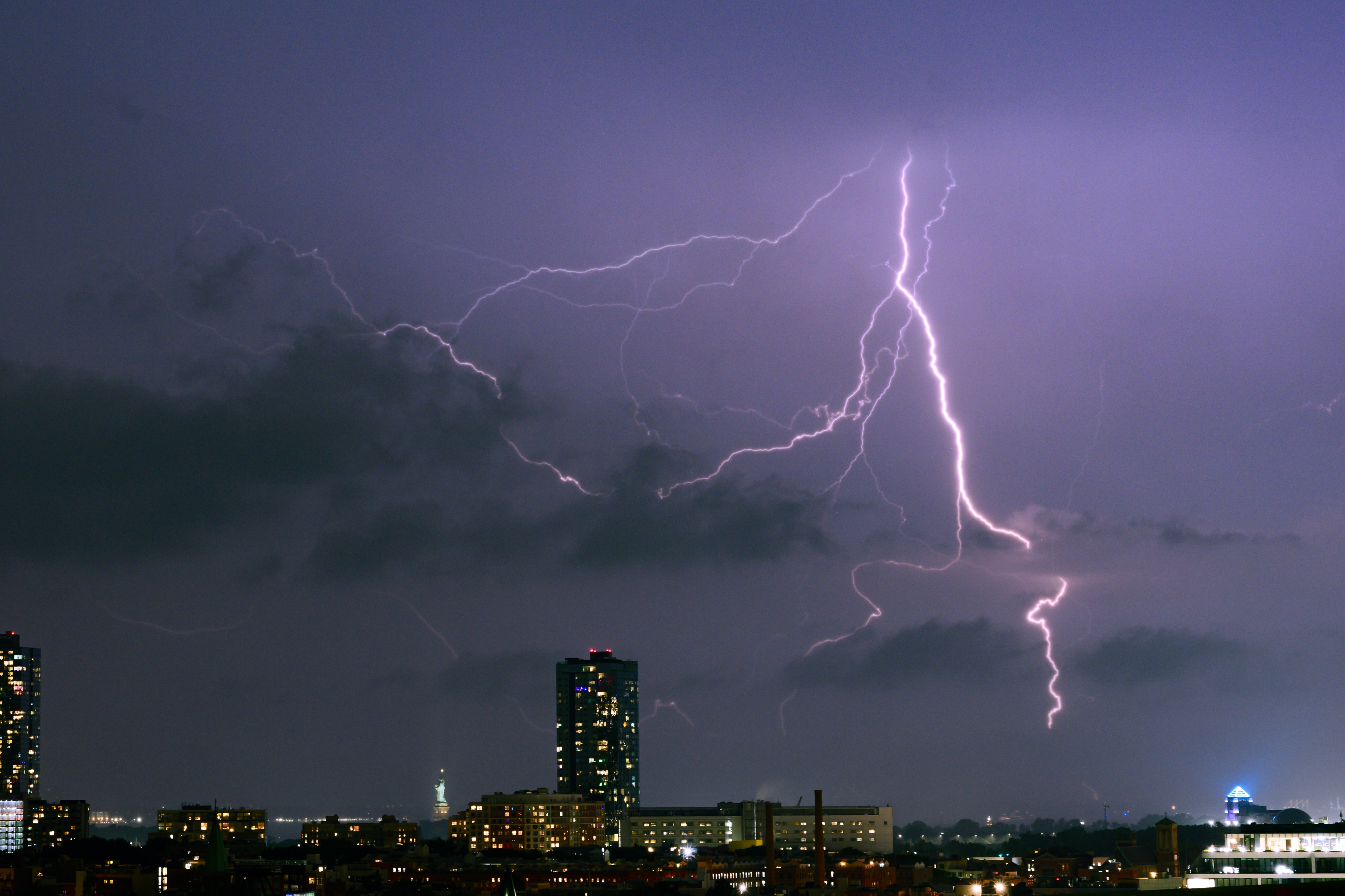 Lightning above the New York waterfront