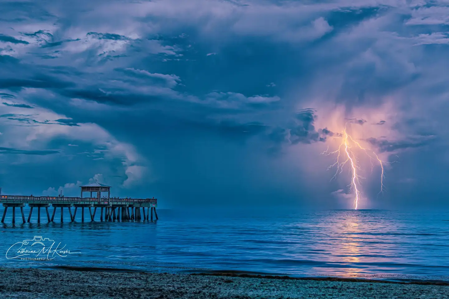Offshore lightning near a pier
