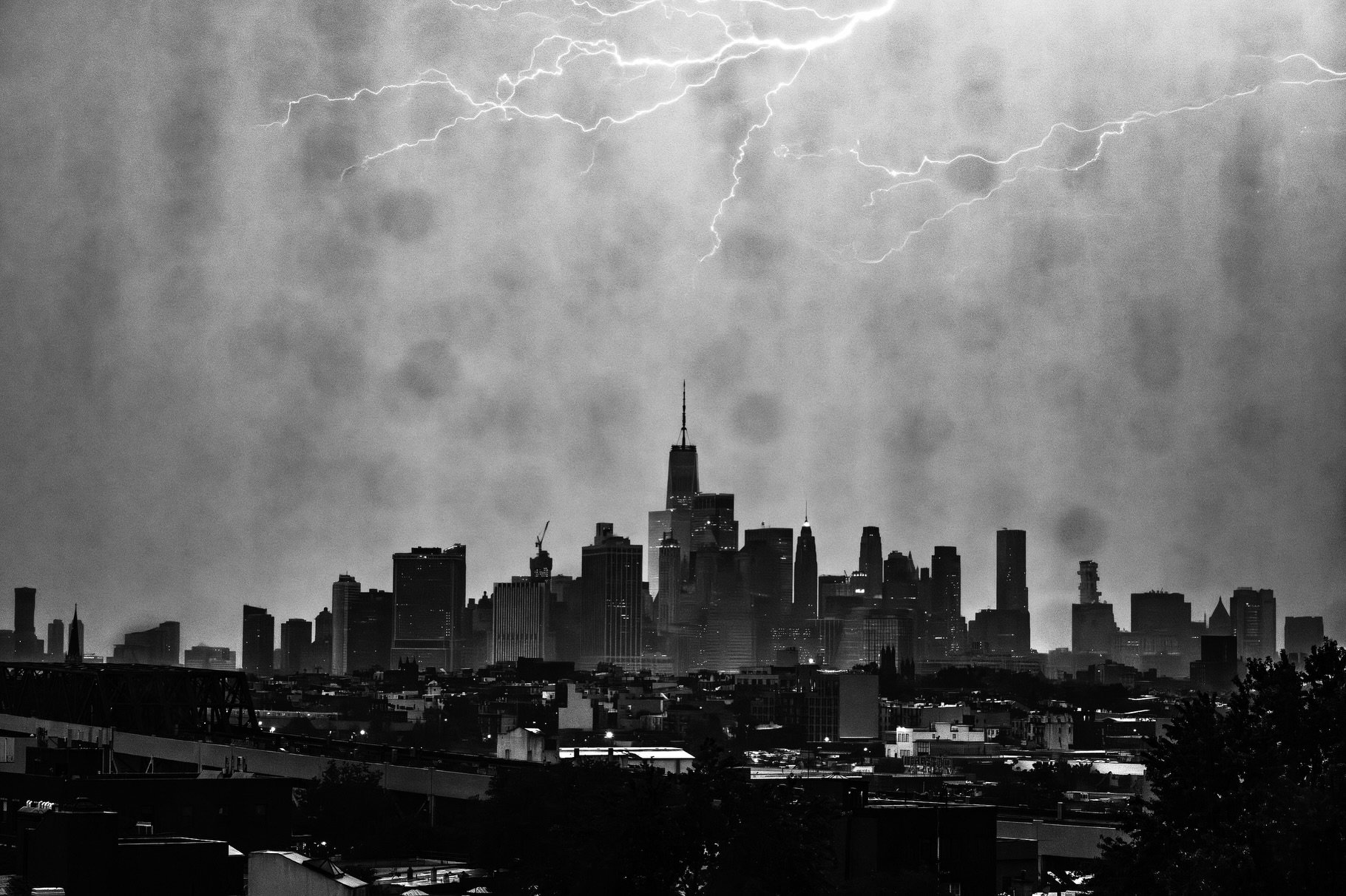 Lightning during an evening storm
