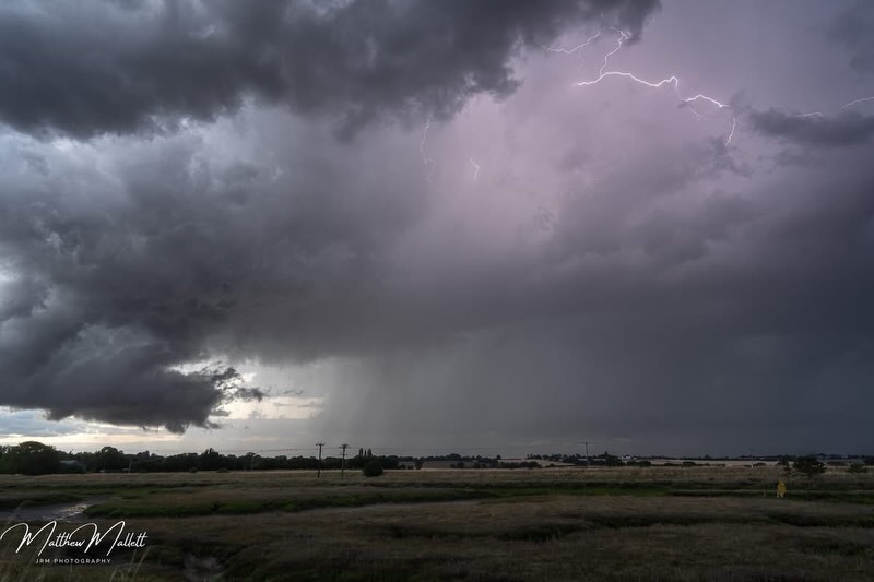 Lightning during a storm over Beaumont, Essex