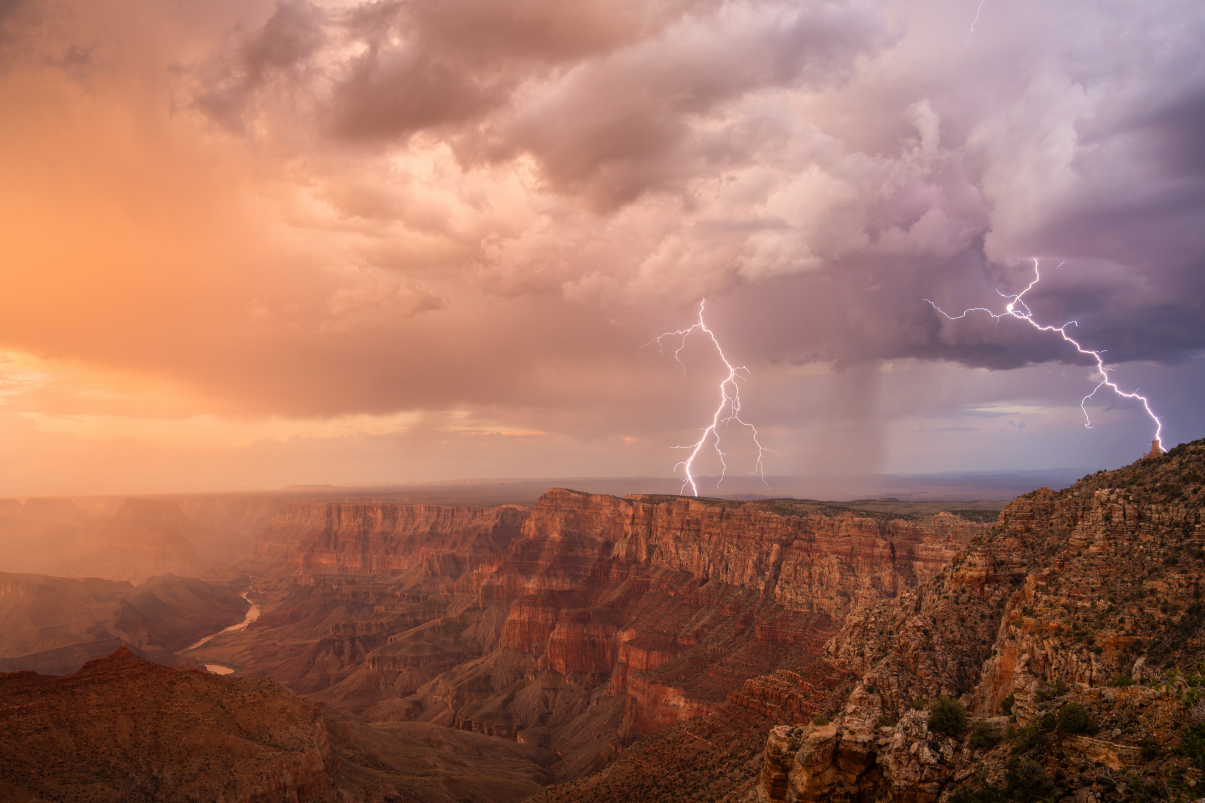 Lightning dancing over the Grand Canyon